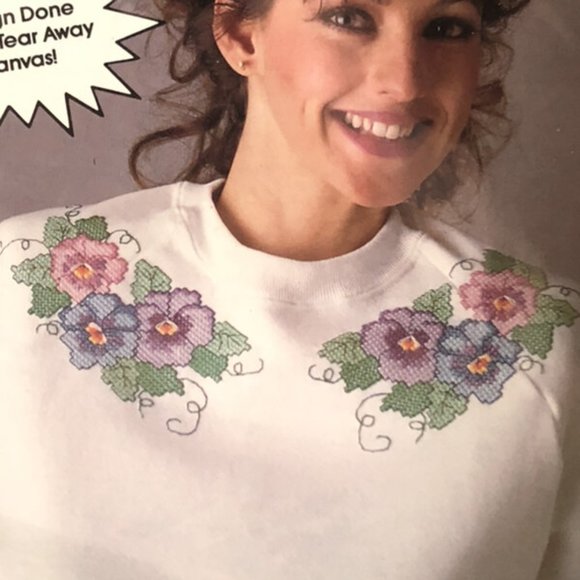 Pansies Wearables to Cross Stitch by Golden Bee New #60315 Granny Core - Picture 3 of 3